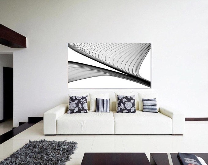 Abstract Black and White 21-37-04. Contemporary Unique Abstract Wall Decor, Large Contemporary Canvas Art Print up to 72" by Irena Orlov