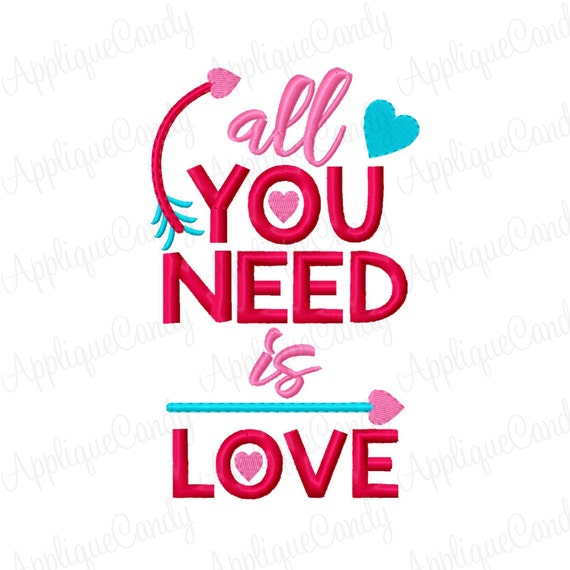 All You Need is Love Heart Arrow Embroidery by AppliqueCandy