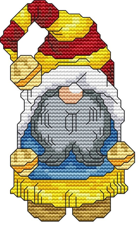 Holiday Gnome 1 Cross Stitch Pattern Fun Modern Design for