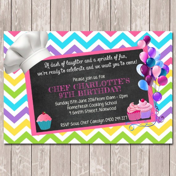 Chef Cooking Masterchef Personalised Birthday Invitations - YOU PRINT Il_570xn