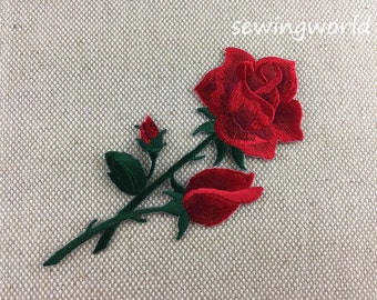 Iron-on Patch, Rose Flower Patch, Embroidered Patch for Jeans, Backpack
