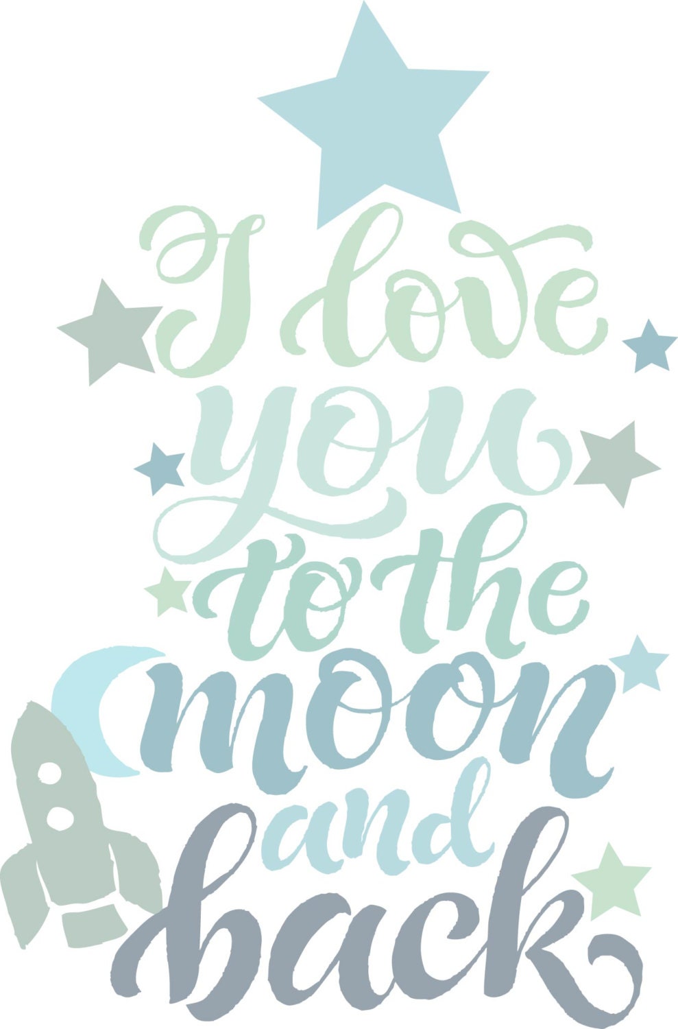 Download SVG DXF Stars Moon I love you to the moon and back rocket