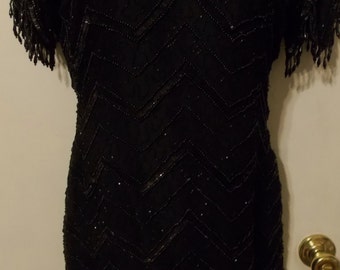 Robert Anthony Black Sequin & Bead Dress