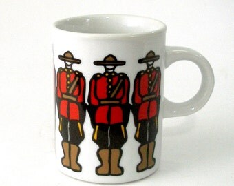 Vintage Marc Tetro Canada Designed Ceramic Mug Royal Canadian Mounted Police RCMP Mounties Danesco Montreal H9j 3Kl Excellent