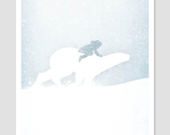 Movie Illustration, Book Illustration, Movie Poster, Children's Art, Modern Minimal, Polar Bear Art, Fantasy Movie, UK, A3 Print, A4 Poster