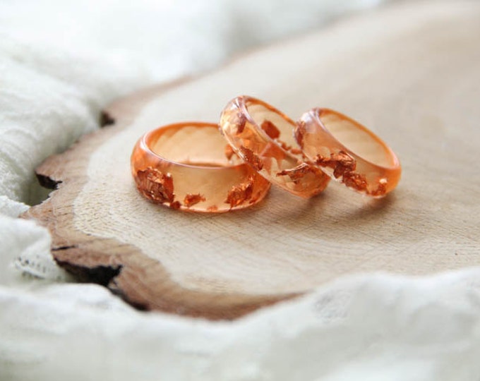 Sienna Resin Ring, Faceted Sienna Resin Ring With Copper Flakes, Epoxy Ring, Unique Resin Jewelry, Gift For Mom, For Her, For Girlfriend