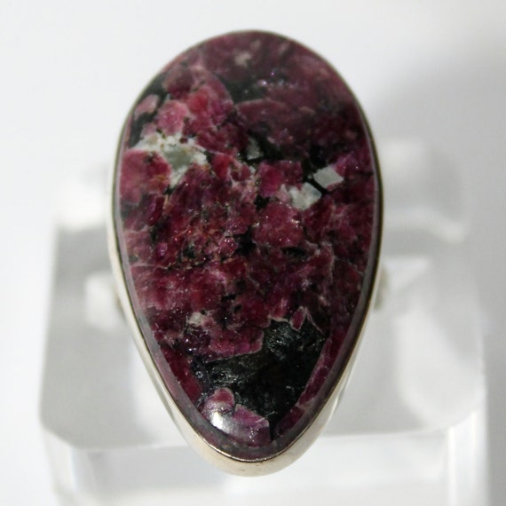 Eudialyte Ring 8 size Kola Peninsula Rare Stone by UralsMaster