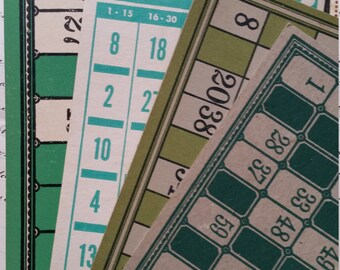Rare Green Antique and Vintage Bingo and Lotto Card Collection No.1