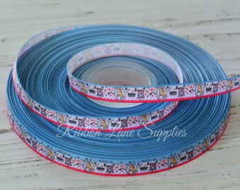 3/8" Ribbon by the Yard-Character ribbon-Alice in Wonderland-stripe grosgrain-supplies by ribbon lane supplies on Etsy