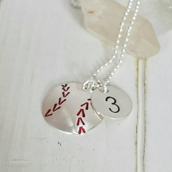 Softball Necklace Sterling Silver Personalized softball