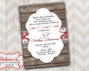 Rustic 50th Anniversary Invitation