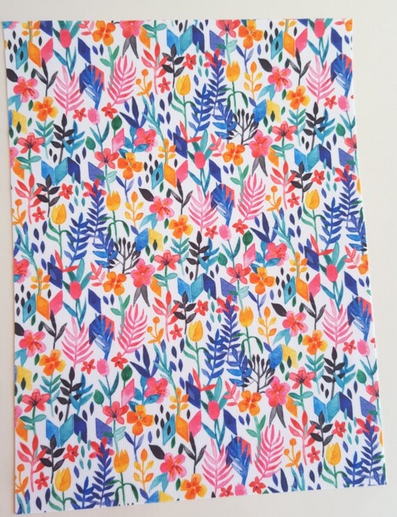 8x11 Tropical Flowers NoFray Fabric Sheet