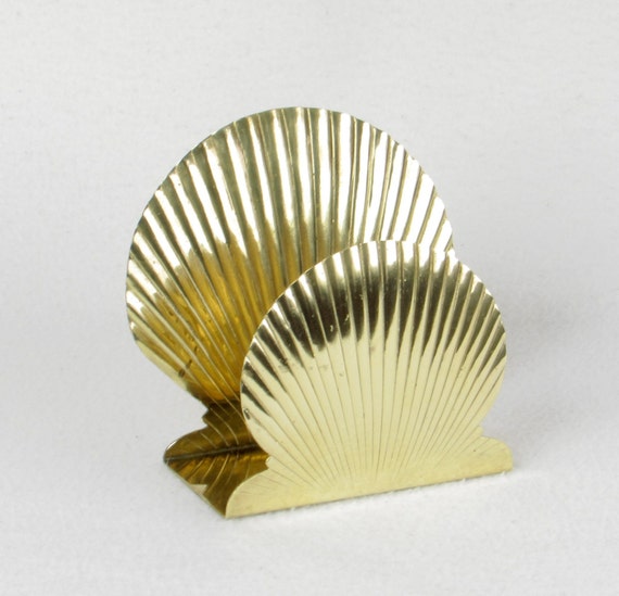 Brass Shell Napkin Holder Vintage Home Kitchen Dining