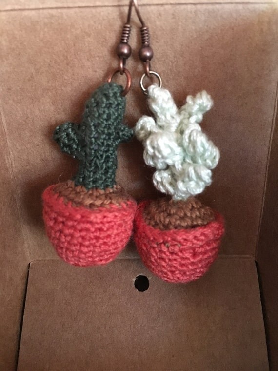 Amigurumi cactus earrings by giovannacargnelli on Etsy