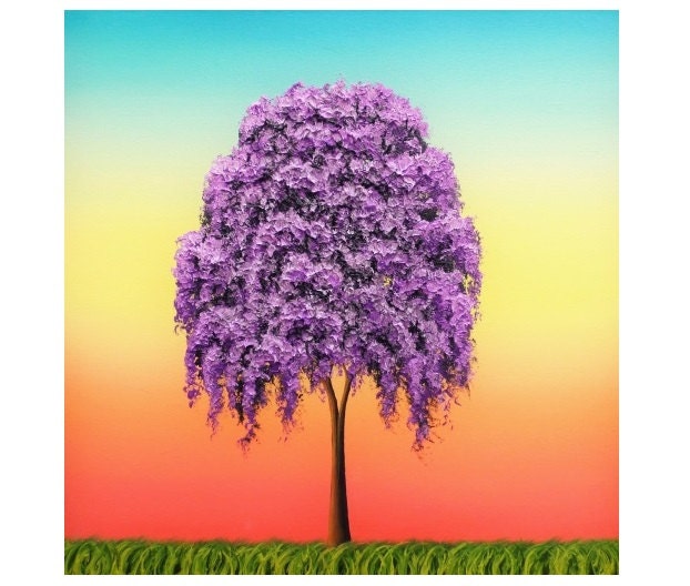 Weeping Willow Tree Art Print Giclee Print of Purple Tree