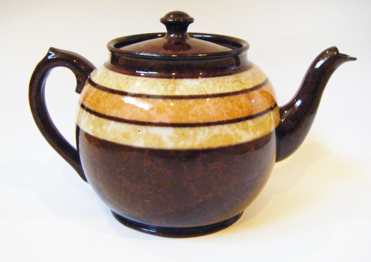 Antique Sadler Rockingham Brown Glaze Brown Betty Teapot Made