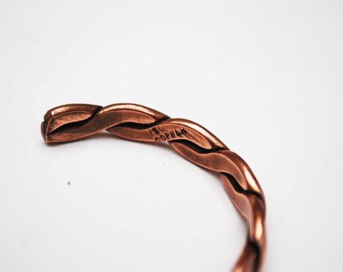 Copper Cuff Bracelet braided twisted copper bangle