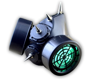 TrYptiX Spiked LED Light Up Cyber Goth Respirator gas mask Steampunk borderlands Overwatch Cosplay Burning Man --- Bm DELIVERY By AUG 25 --