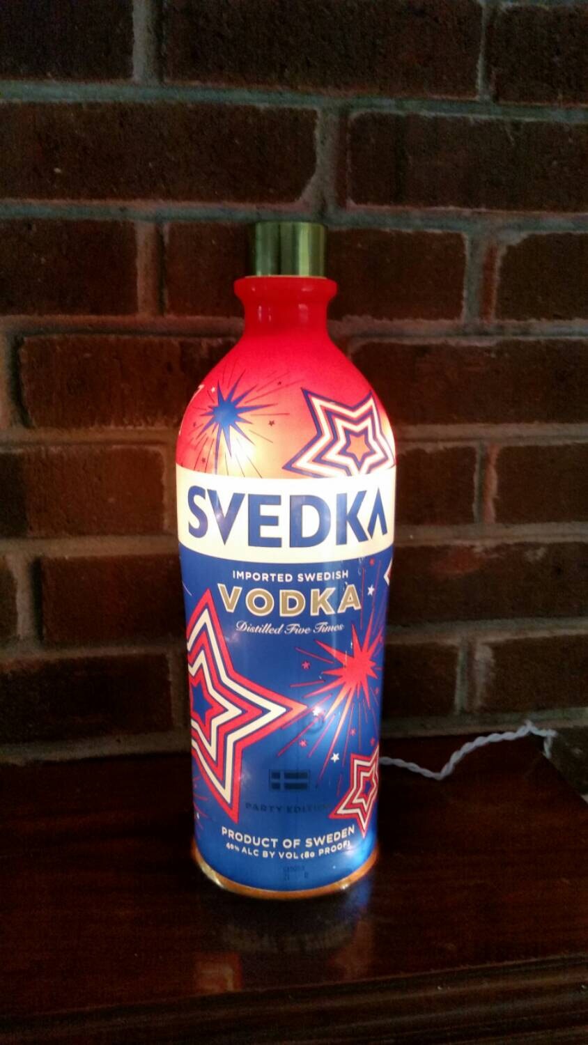 Red white and blue Lighted Svedka Vodka Bottle Light Party