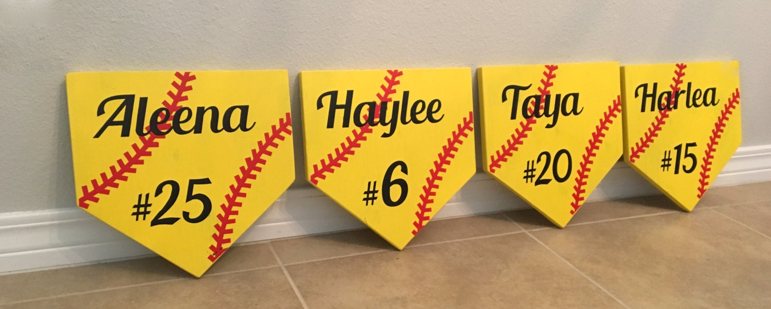 SOFTBALL BASEBALL Home Plate Sign Custom NAME and Number