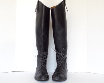 Vintage Black Leather Equestrian Boots/ Riding Boots/ Women's Size 5.5