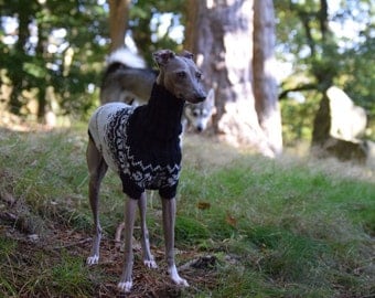 Luxury Nordic Italian Greyhound Sweater Medium Traditional Fair Isle Handwork Superwash Wool