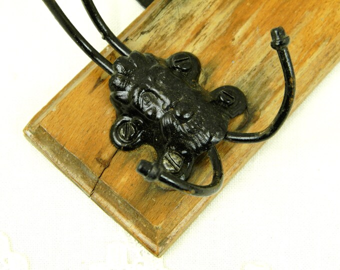 Antique French Wooden and Metal Coat Hook / Coat Rack / Retro Vintage Home Interior / European / Industrial Decor / Diy / Home Improvement Antique French Wooden and Metal Coat Hook / Coat Rack / Retro Vintage Home Interior / European / Industrial Decor / Diy / Home Improvement