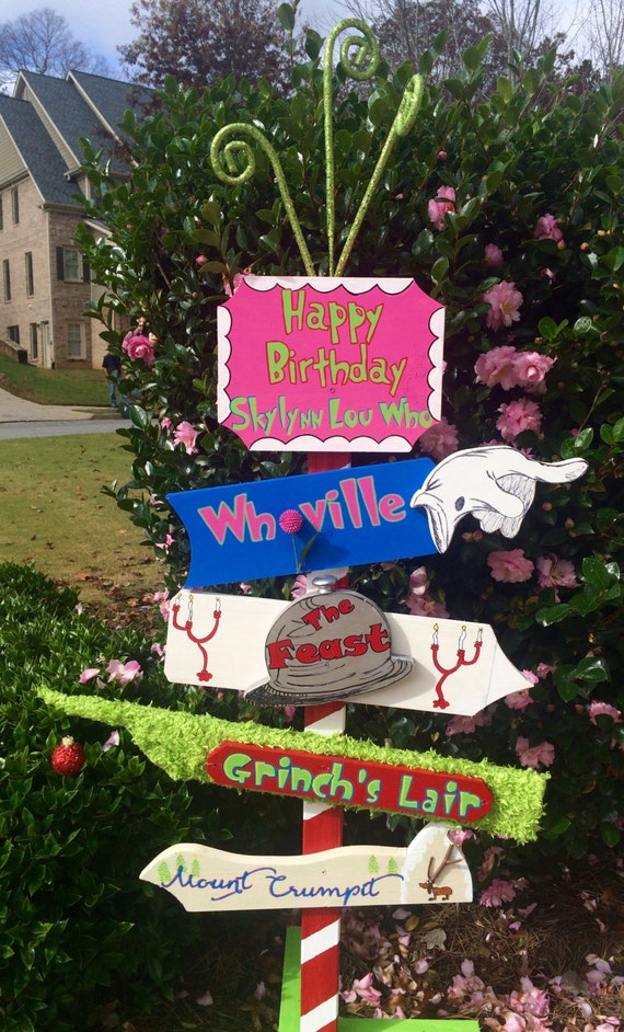 Items similar to Custom Whoville Grinch Directional Sign on Etsy