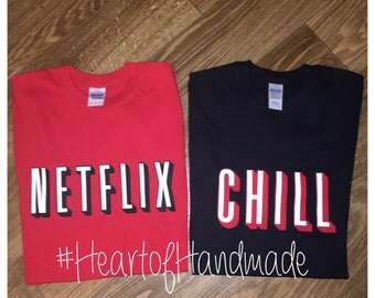Netflix and chill costume couple shirts