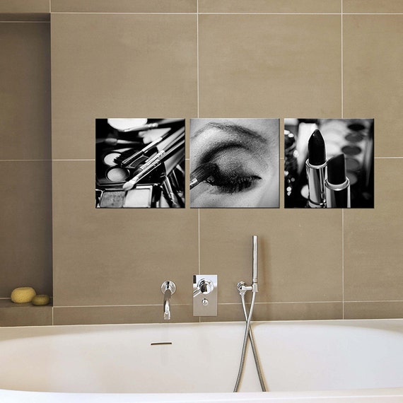 Bathroom Decor/canvas art/black and white makeup by PHOTOFORWALL