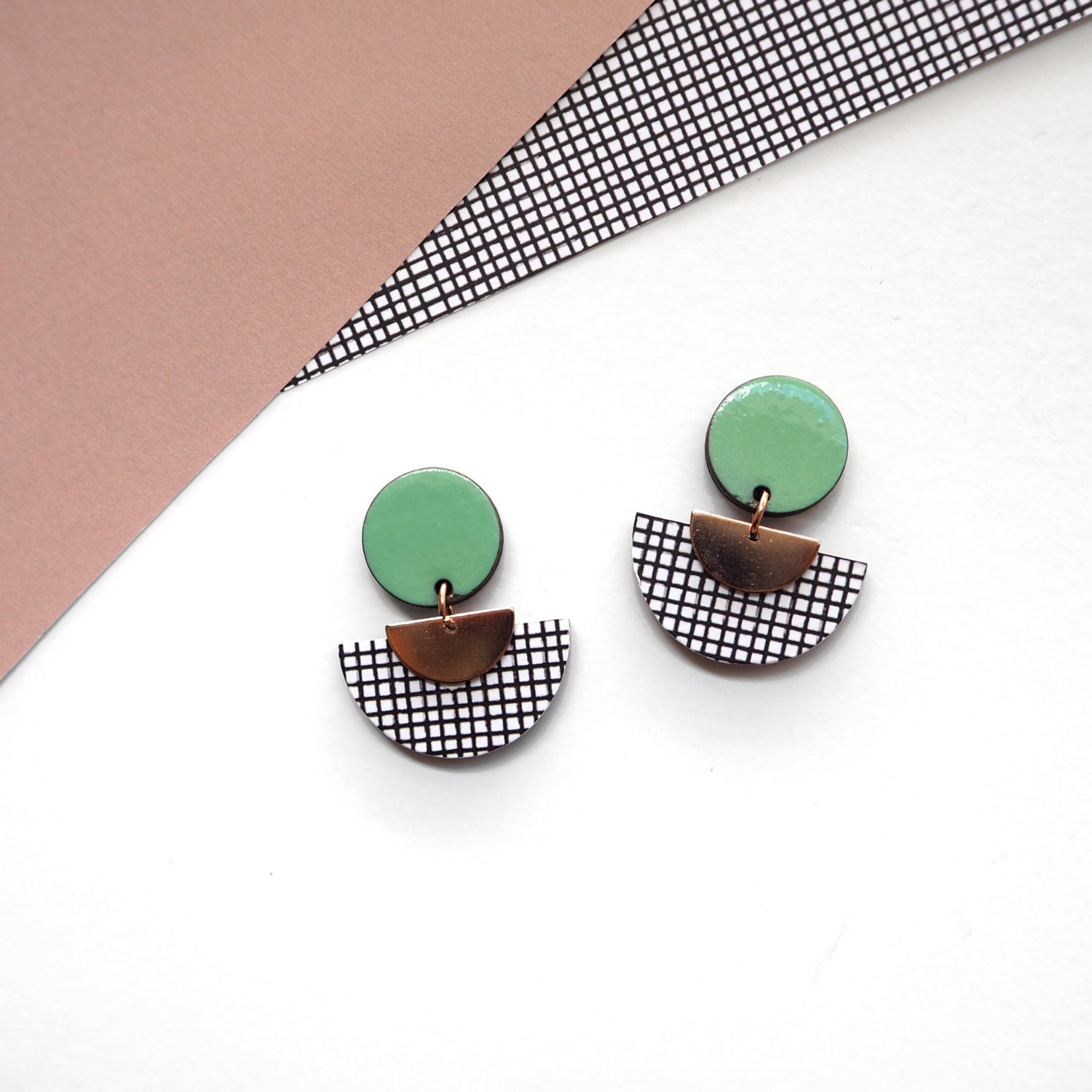 Geometric Drop Earrings Rose Gold Dangle Earrings