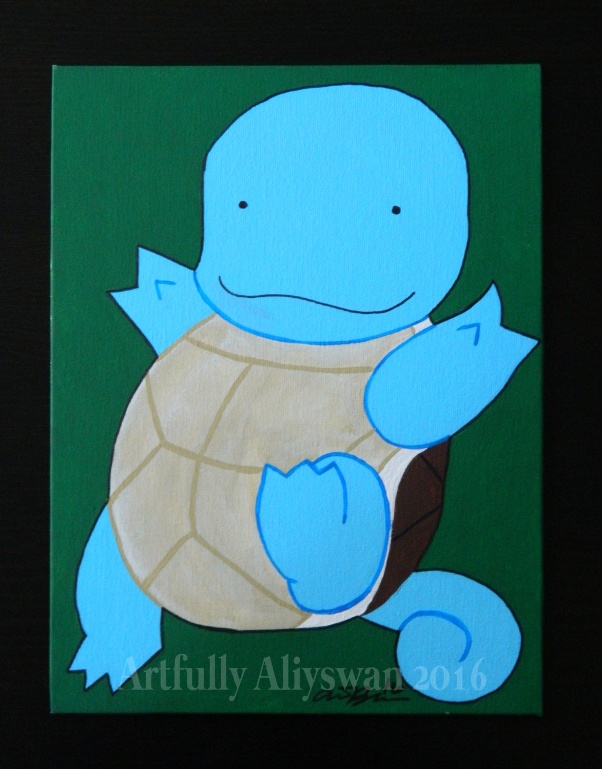 Original canvas panel painting Ditto as Squirtle