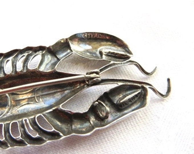 Vintage Sterling Lobster Brooch Sterling Silver Lobster Pin Under the Sea Jewelry