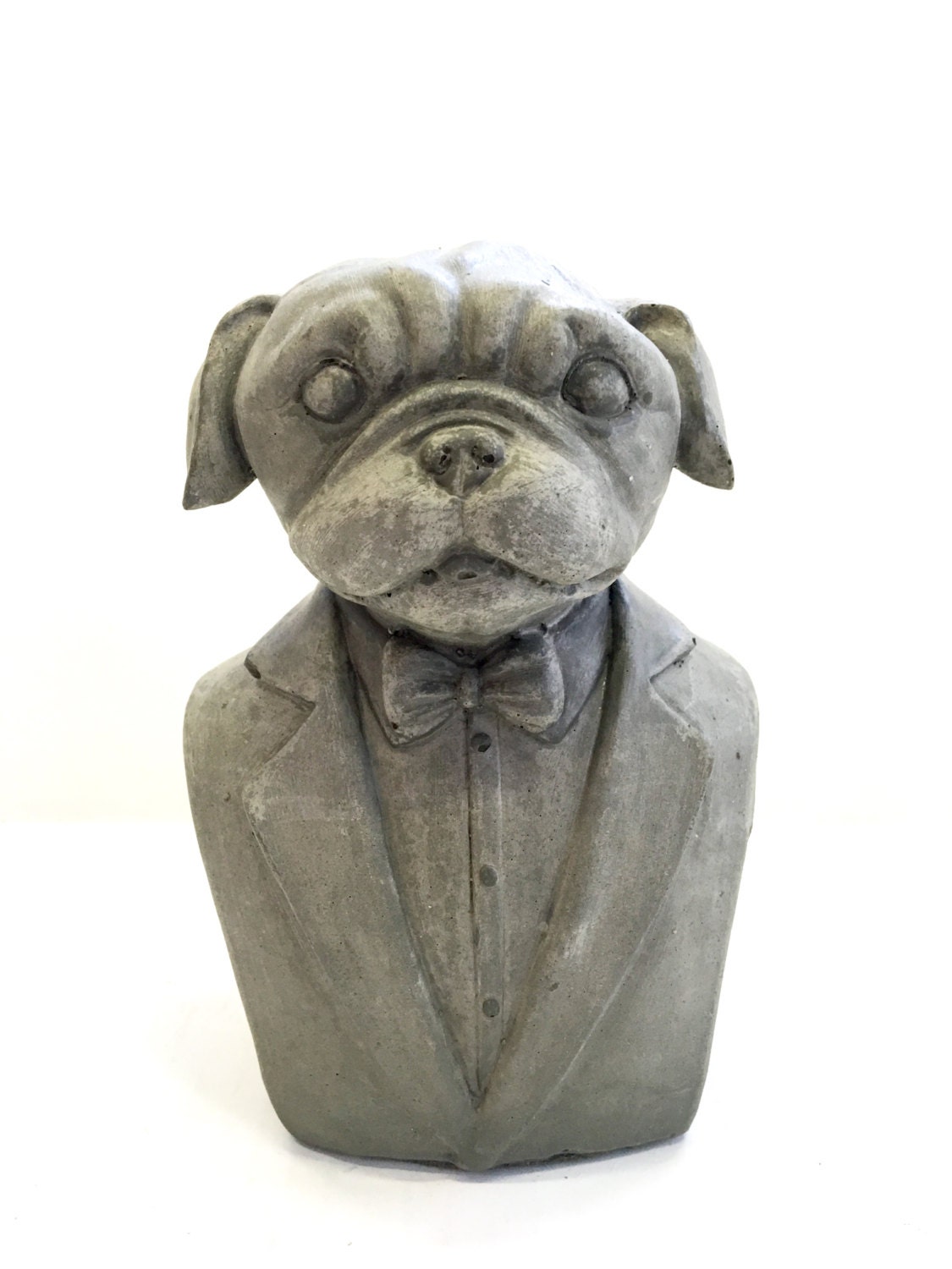Concrete Dog Bust Concrete Pug Statue Home Decor Bookend