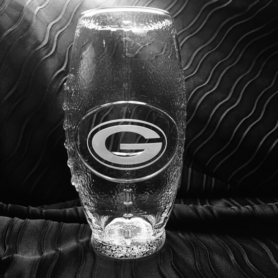 Football shaped Beer Glasses Custom Football Beer Glass Etched Football