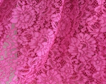 Fuschia Lace Fabric Hot pink lace fabric Fuchsia lace