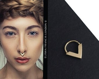 ZARINA | 9ct Gold Septum Ring by Elisha Francis | Gold Septum Ring | Gold Nose Ring | Bohemian Septum | Septums | 18 Gauge Septum Ring