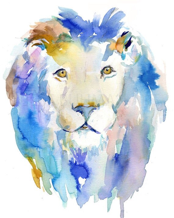 Lion Watercolor Painting Print Print of Lion Lion