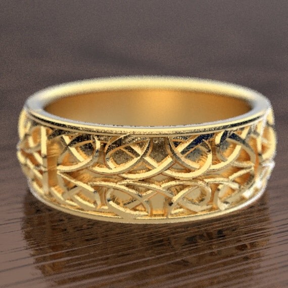 Celtic Wedding Ring With Interwoven Dara Knot Design Made in