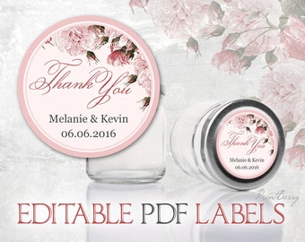 Blush Wedding thank you tags Editable Thank you tags Editable gift tags editable labels Printable Avery labels Editable PDF Thank you labels