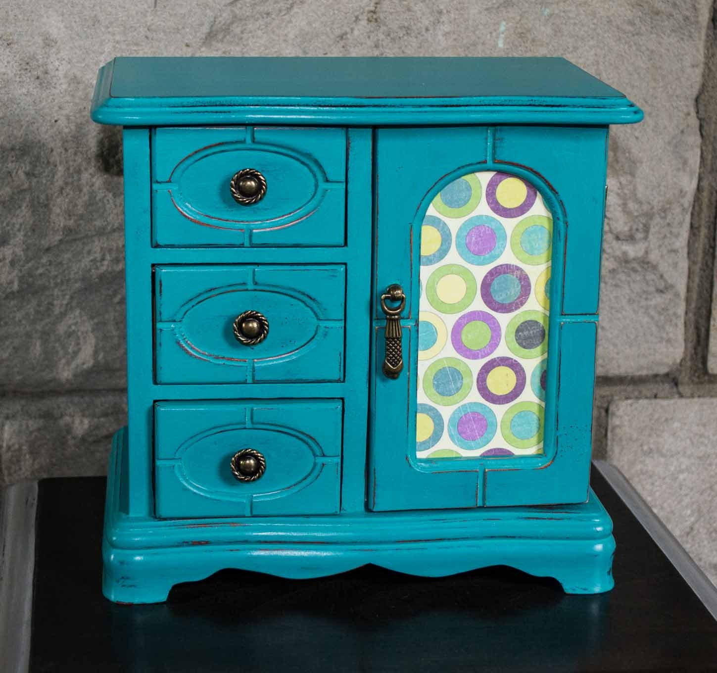 Vintage Turquoise Jewelry Box Jewelry Holder Girls Jewelry