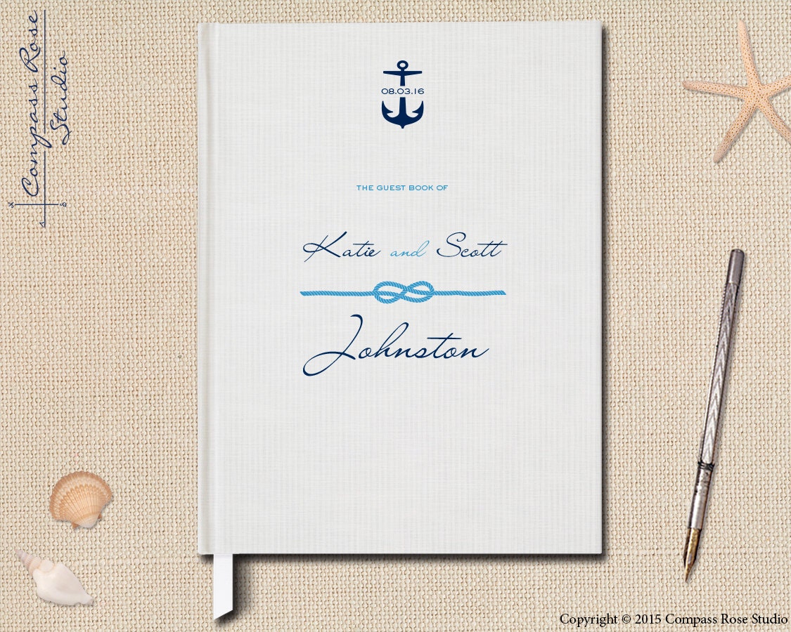 Nautical Wedding Guest Book Beach Wedding Guest Book Anchor