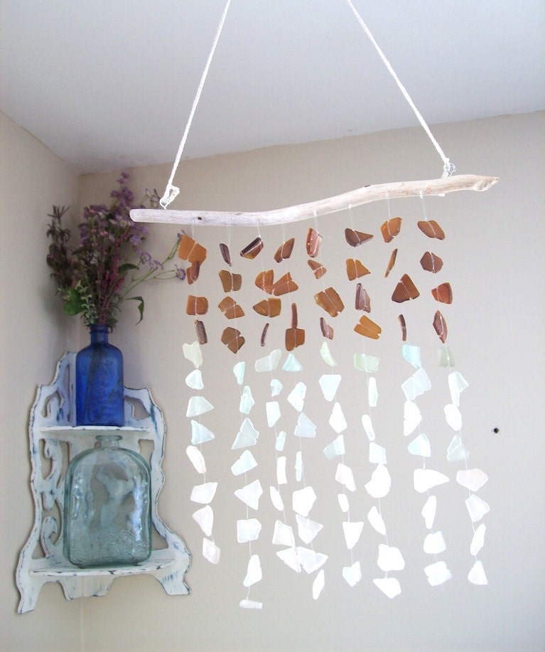 Earth inspired sea glass decor// Sea glass mobile//