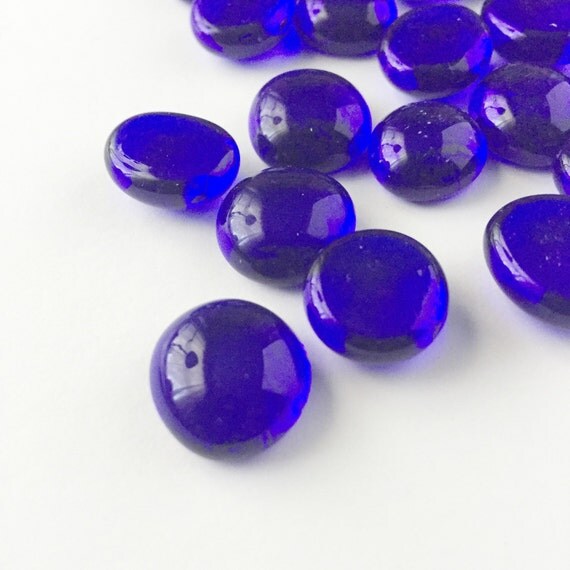 50 OFF 100 Dark Blue Glass Gems Stones Pebbles Cabochon