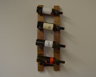 Wine Barrel Stave Wine Rack with Re-claimed Railroad Spikes