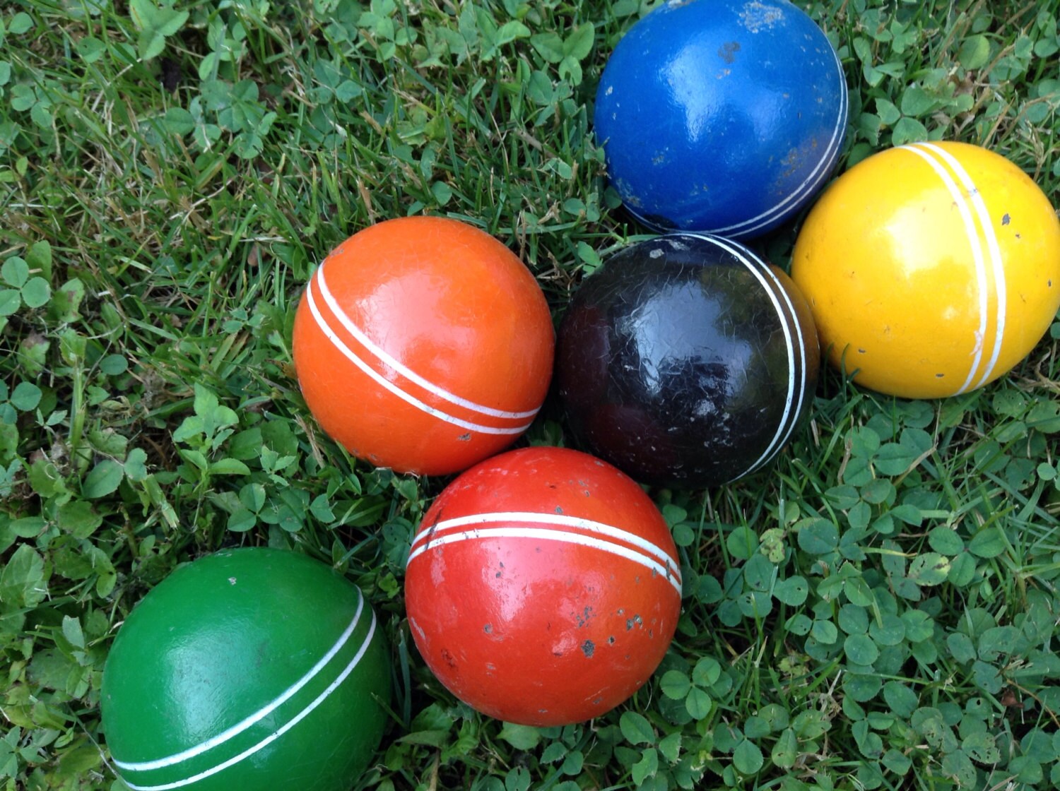 Vintage Croquet Balls. colorful home decor. Display. 033