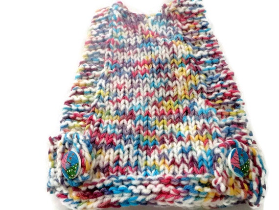 White multi Chunky knit Chicken Sweater 7 inches / 18 cm