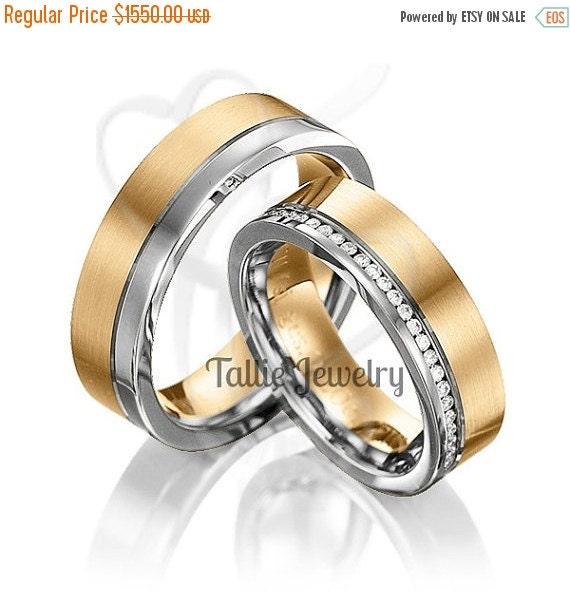 ON SALE 10/310/20 Matching Wedding Rings10K Two by TallieJewelry