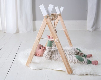 Baby Play Gym and Mobile Accessories - White Baby Gym - Baby Activity Gym - Wooden Baby Play Gym - Activity Gym - Wooden Mobile - Boho