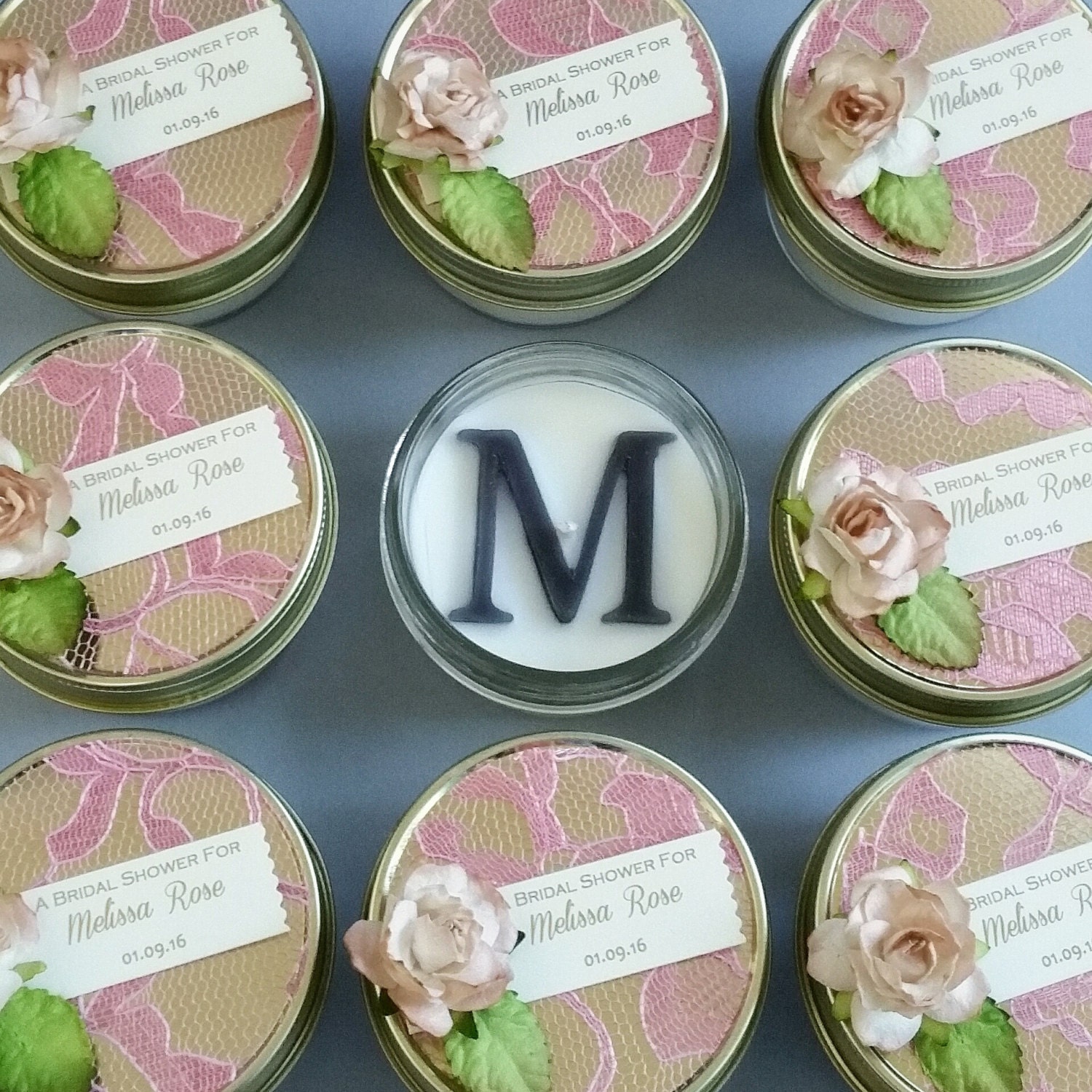 Rose Lace Wedding Favors 30 Soy Candle Wedding Favors